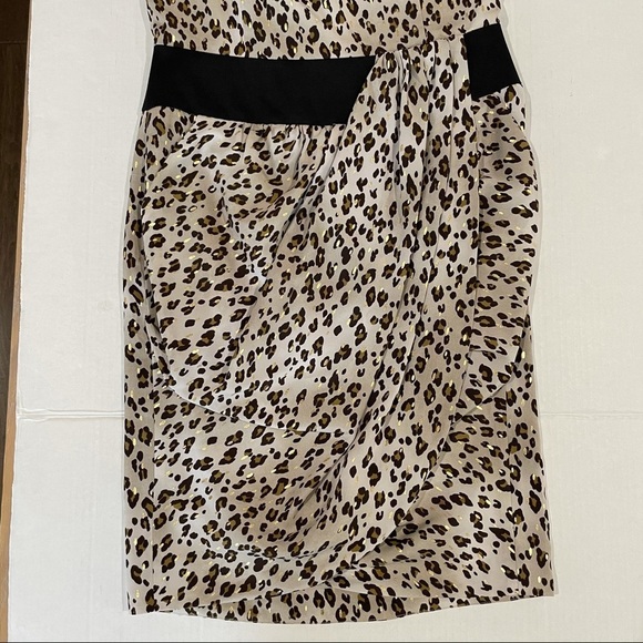 Reiss Leopard Cheetah Strapless Dress Wrap Black Waist Band  size 4 - Picture 7 of 12